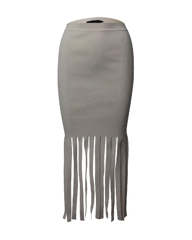 Alexander Wang Fringe Skirt in White Viscose