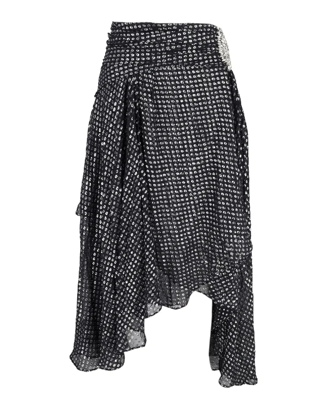 Dodo Bar Or Asymmetric Skirt in Black Silk