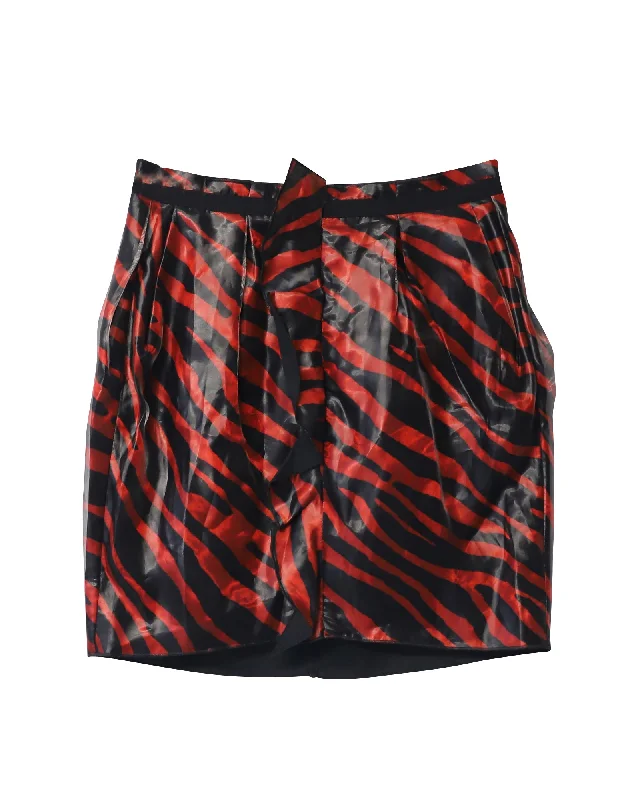 Isabel Marant Yelena Animal Print Mini Skirt in Red Polyester