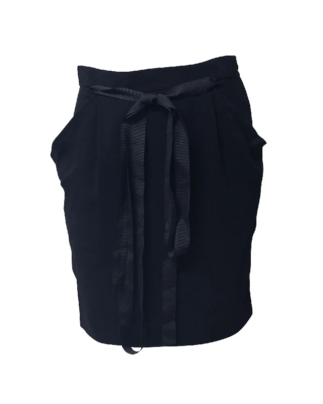 Joseph Skirt with Belted Ribbon in Black Rayon