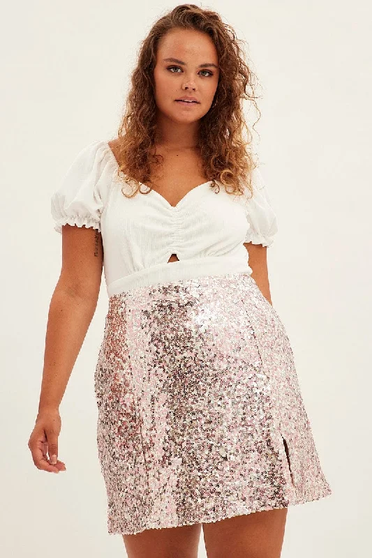 Metallic Mini Skirt Sequin