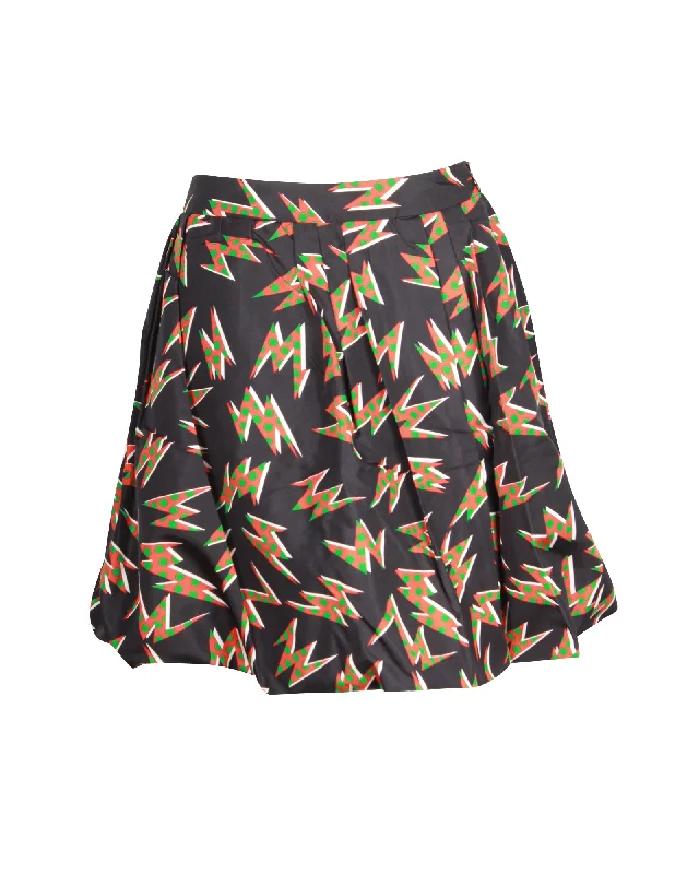 Miu Miu Printed Mini Skirt in Black Silk